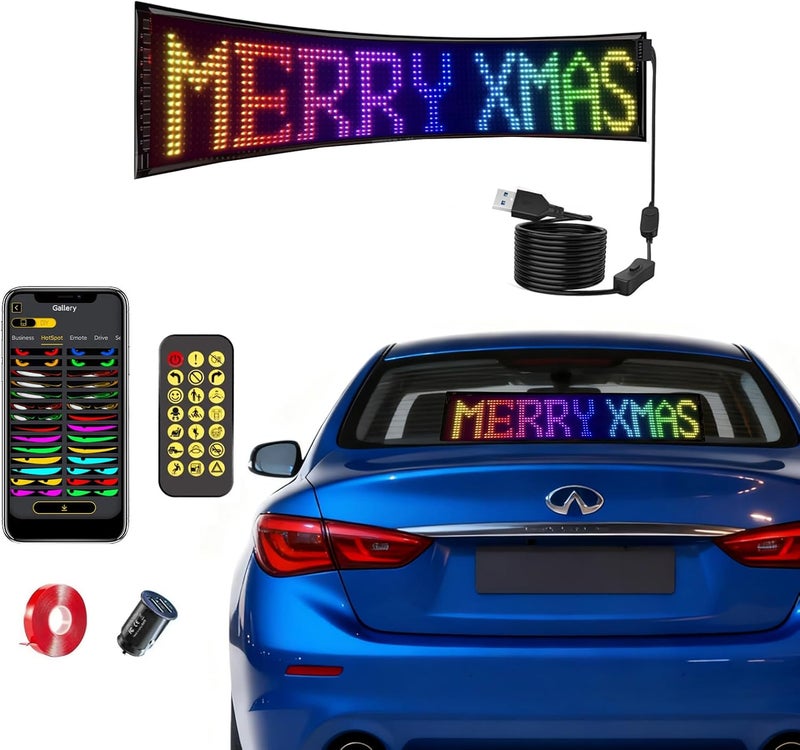 Asmila Christmas Car Decor, Car Christmas Lights, Programmable Scrolling LED Light Signs for Windshield, Rear Window and Side Window - Image 1